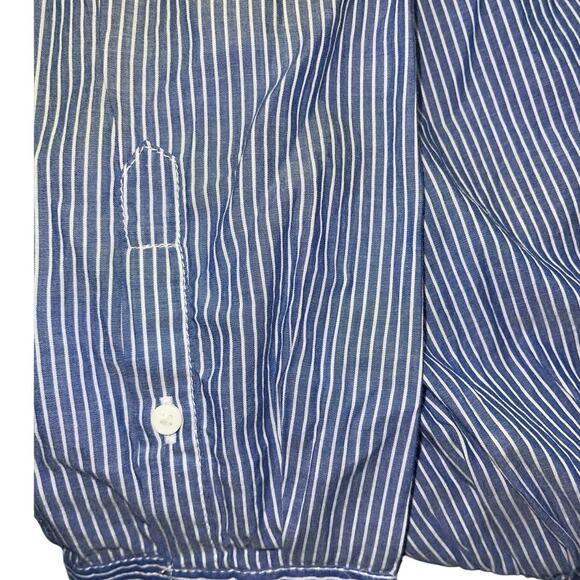 Tommy Hilfiger blue white striped faux wrapped long sleeve blouse size Medium - Picture 4 of 4